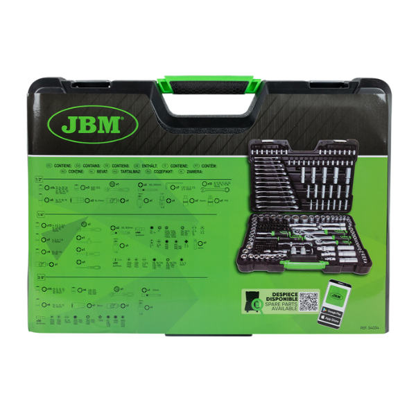 JBM coffret à outils de 216 pièces avec douilles hexagonales zingué