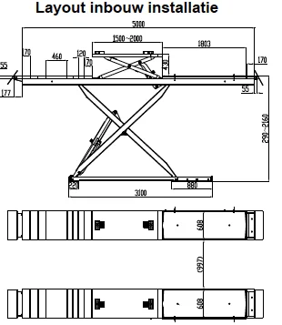 Pont élévateur ciseaux 5 000 kg avec levage roue‑libre