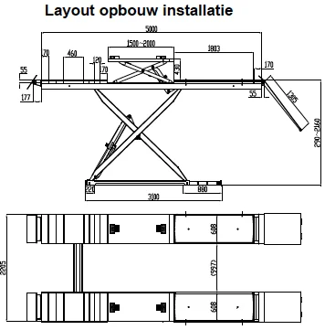 Pont élévateur ciseaux 5 000 kg avec levage roue‑libre