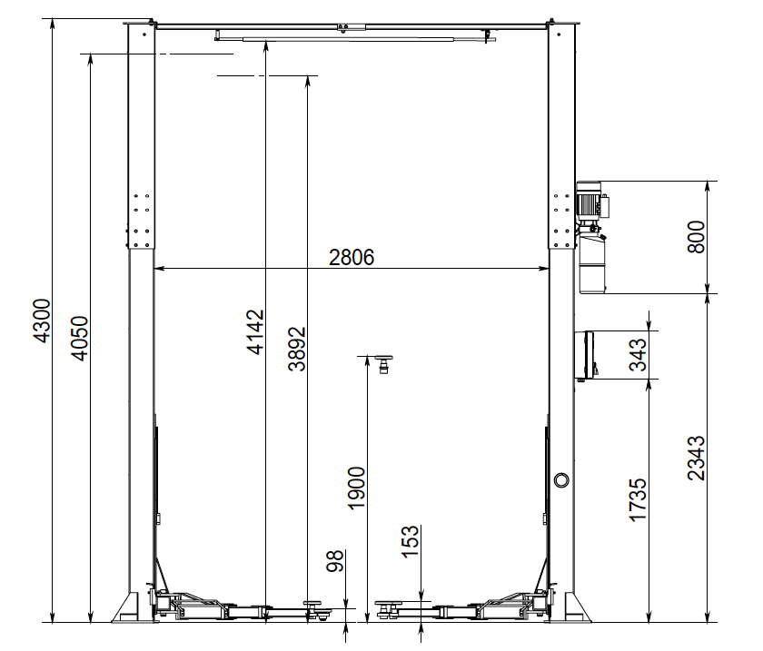 Wolf WL240NG – Pont 2 colonnes électro‑hydraulique