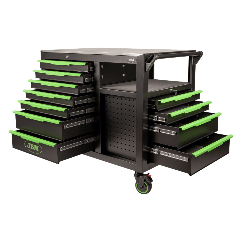 JBM Chariot À Outils À 7 Tiroirs Frontaux Et 4 Tiroirs Latéraux