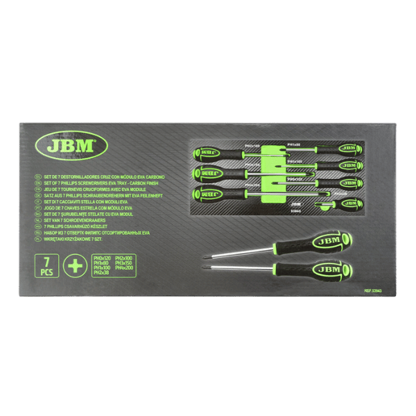 JBM Jeu De 7 Tournevis Eva Carbone Cruciformes