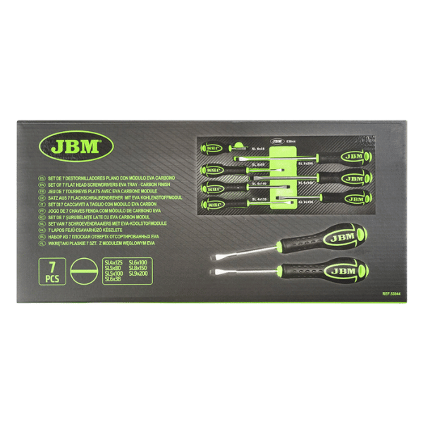 JBM Jeu De 7 Tournevis Plats Avec Eva Carbone Module