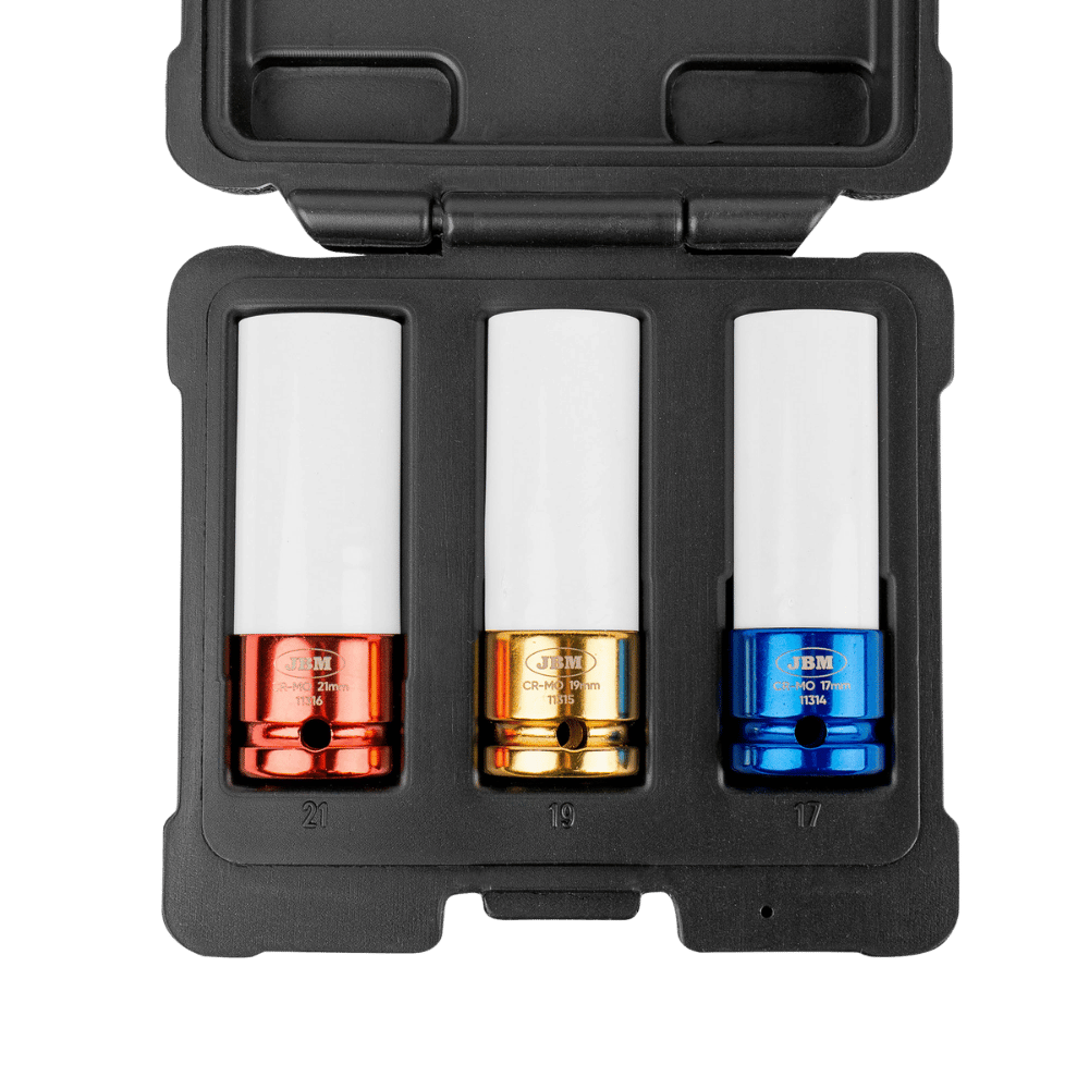 JBM Set De 3 Douilles D'Impact Pour Extraction De Roues 1/2"