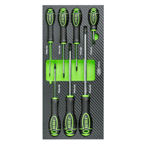 JBM Jeu De 7 Tournevis Eva Carbone Cruciformes