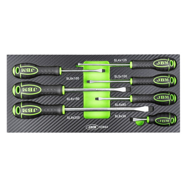 JBM Jeu De 7 Tournevis Plats Avec Eva Carbone Module