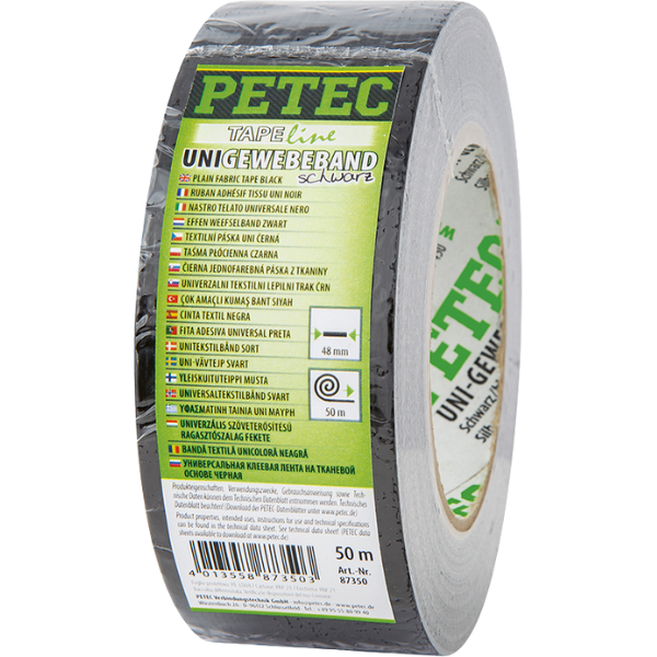 Petec ruban tissé universel noir 50 m x 48 mm