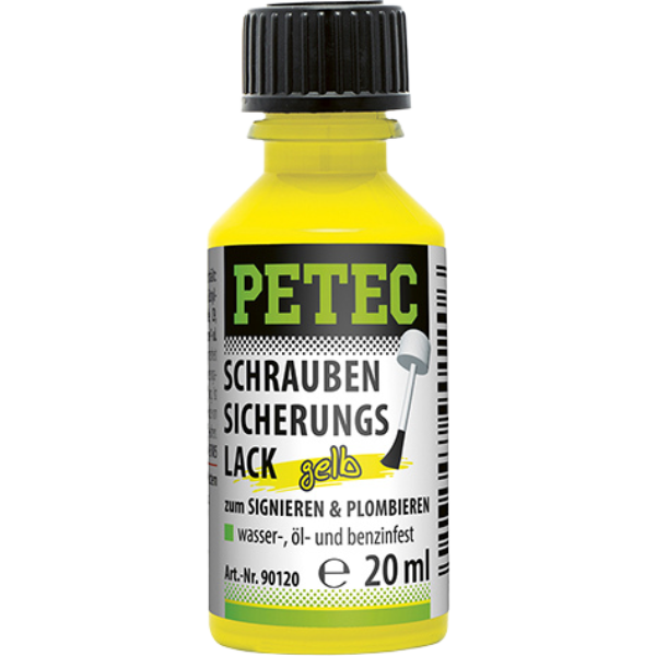 Petec vernis de verrouillage pour vis jaune