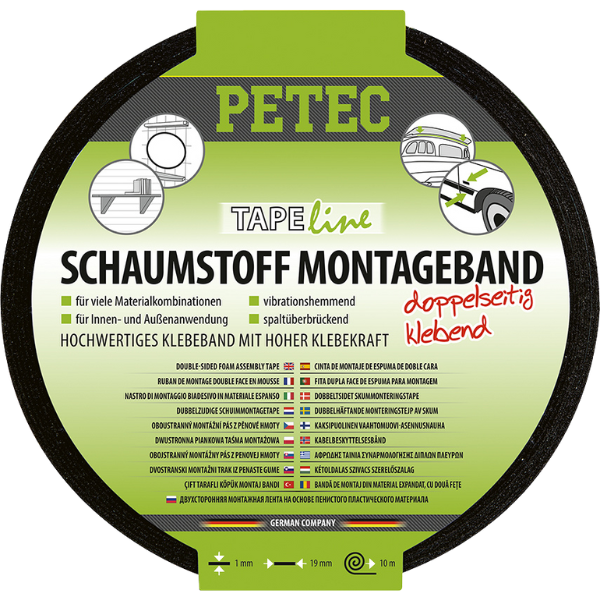 Petec ruban de mousse pour montage 10 m x 19 mm