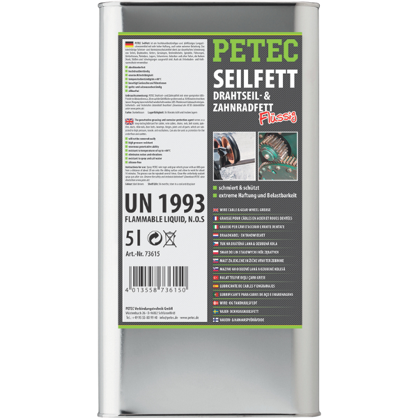 Petec graisse pour câbles et engrenages