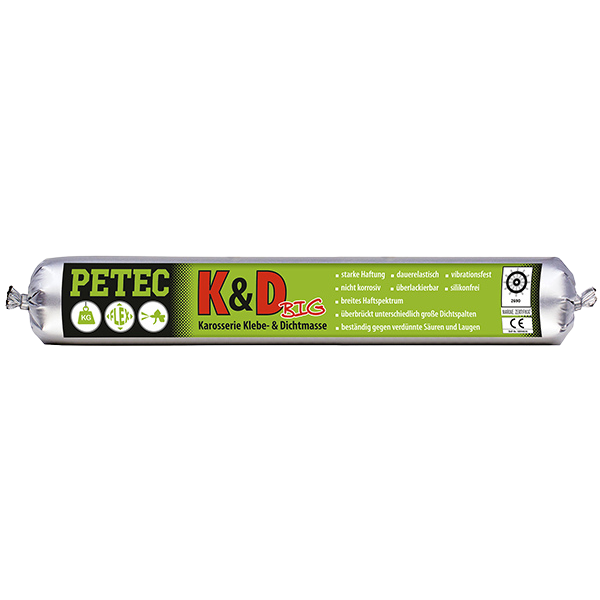 Petec colle carrosserie noir boudin 600 ml