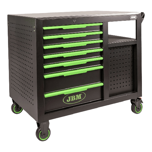 [54509] JBM Chariot À Outils À 7 Tiroirs Frontaux Et 4 Tiroirs Latéraux