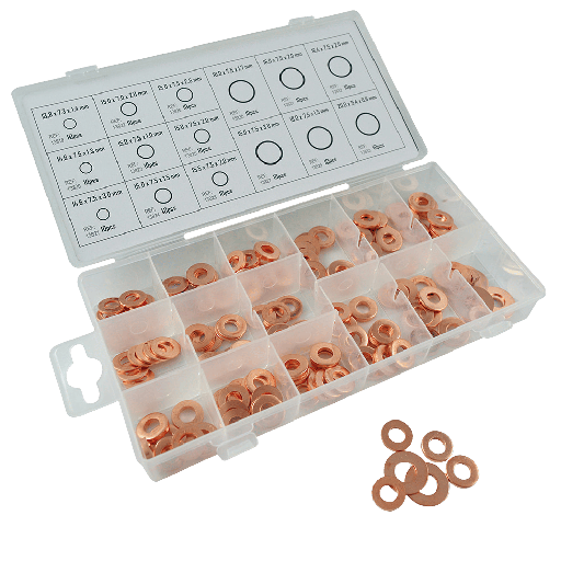 [53229] JBM Étui De Rondelles En Cuivre Pour Injecteurs 150 Pcs